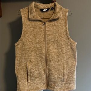 Lands' End women  Beige Zip-Up fleece Vest